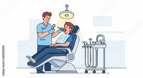 Male Dentist Performing a Dental Examination on a Patient