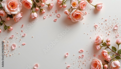 rose ivory bloom theme with pale blush with almond white, gentle vertical blush gradient, tiny sparkling dust, layered romantic depth, light and romantic
