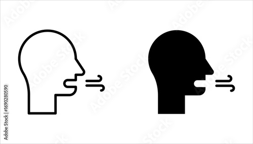 Breathing line icon set. Breath difficulties sign on white background