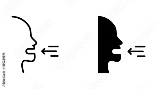 Breathing line icon set. Breath difficulties sign on white background
