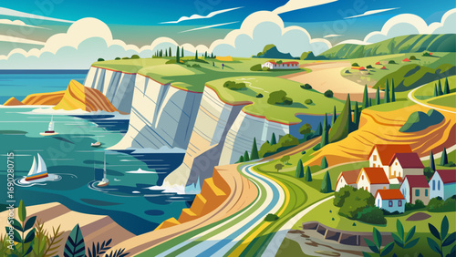 English Riviera Geopark, United Kingdom – Jurassic Coast cliffs, fossil-rich strata, and geological trails highlight the story of Earth’s evolution.