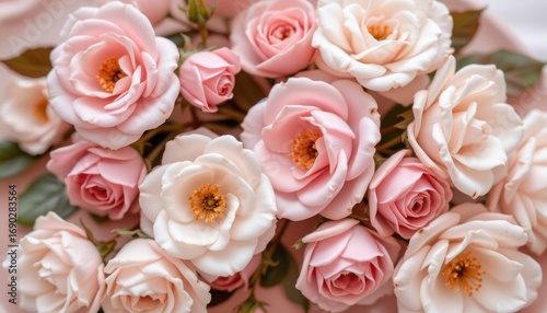 rose ivory bloom theme with powder pink with warm ivory, smooth elegant fade, tiny sparkling dust, soft focus ivory mist, warm and tender