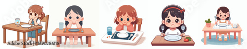 vector of a little boy who has no appetite