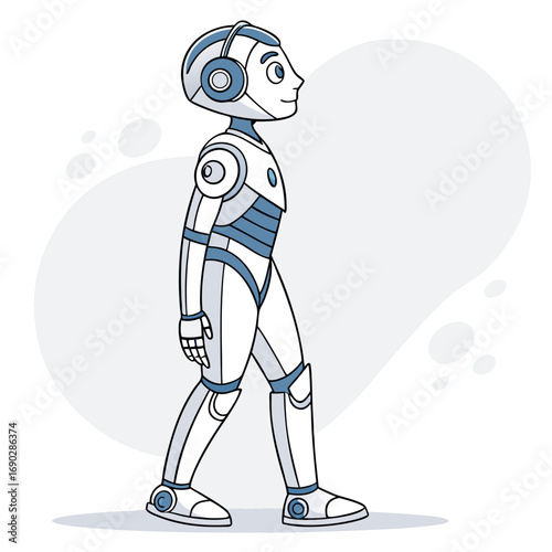 AI robot assistant vector, modern humanoid illustration, futuristic artificial intelligence concept