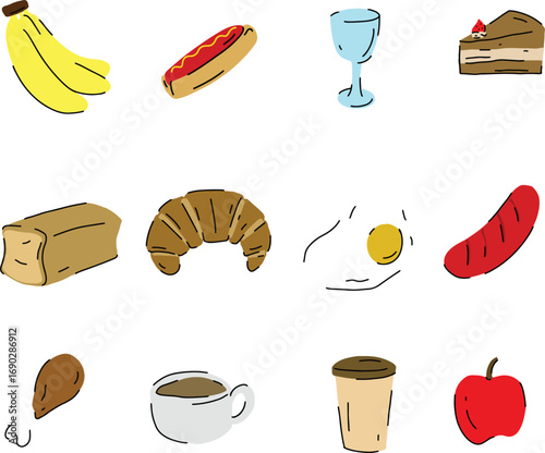 food drink and fruit illustration flat design