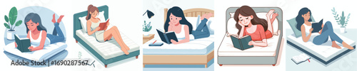 vector of a man lying down reading a book