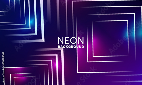 Neon Diamond Pattern Background with Glowing Concentric Shapes in Pink, Blue, and Purple on Dark Gradient – Futuristic Abstract Design for Digital Art, Tech Banner, Music Poster, or Event Promotion