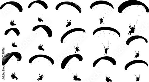 Paragliding silhouettes, Paragliding SVG, Flying paragliding silhouettes, Paragliding vector, Paragliding clipart, Paragliding bundle