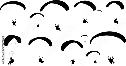Paragliding silhouettes, Paragliding SVG, Flying paragliding silhouettes, Paragliding vector, Paragliding clipart, Paragliding bundle