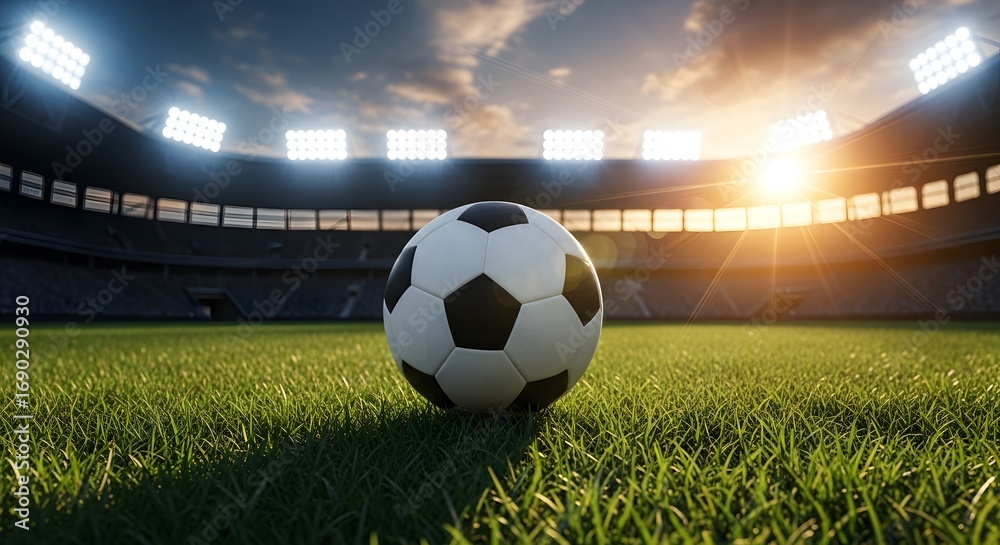 Naklejka premium Soccer Ball in Stadium Center