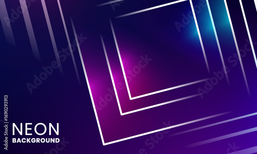 Neon Diamond Pattern Background with Glowing Concentric Shapes in Pink, Blue, and Purple on Dark Gradient – Futuristic Abstract Design for Digital Art, Tech Banner, Music Poster, or Event Promotion