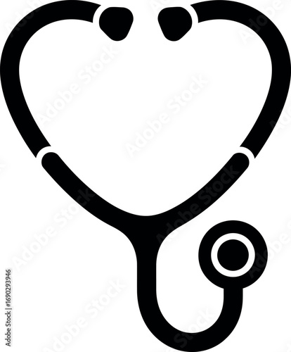 Simple silhouette of a stethoscope icon representing healthcare and medical care vector