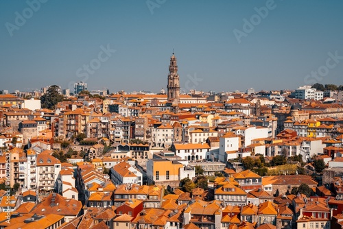 Cityscape with The Clérigos Church which is the tallest building in Porto, Portugal