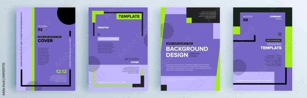 Fototapeta premium Modern abstract covers set, minimal covers design. Colorful geometric background, vector illustration.