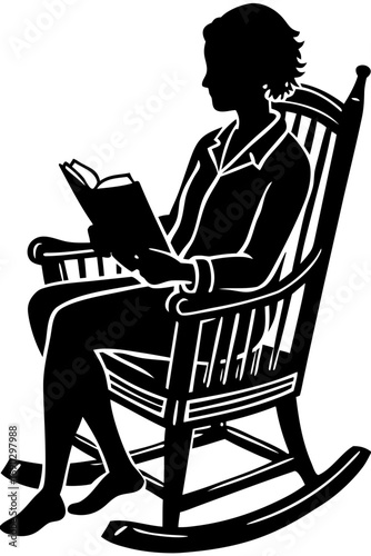 Person Reading in a Rocking Chair Vector