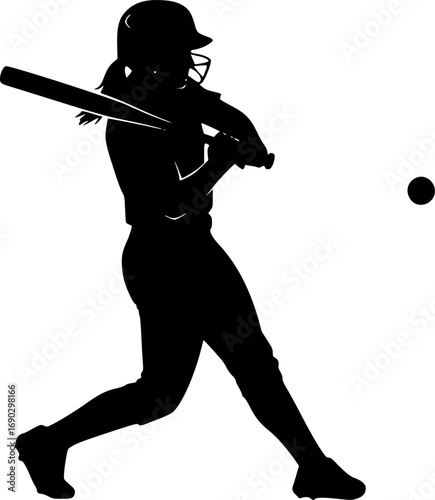  Softball player silhouettes, Softball silhouettes. pictogram vector 