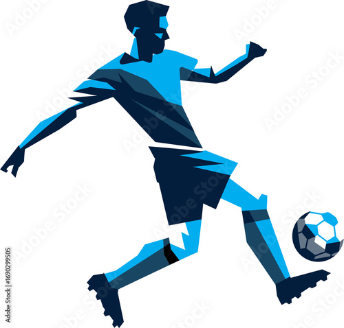 vector silhouettes of soccer players in various kicking and running poses, designed in flat style, perfect for sports and fitness illustrations, icons, or infographics.