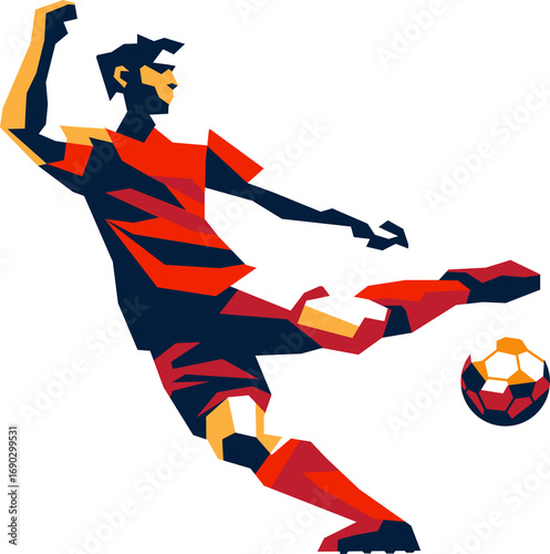 vector silhouettes of soccer players in various kicking and running poses, designed in flat style, perfect for sports and fitness illustrations, icons, or infographics.