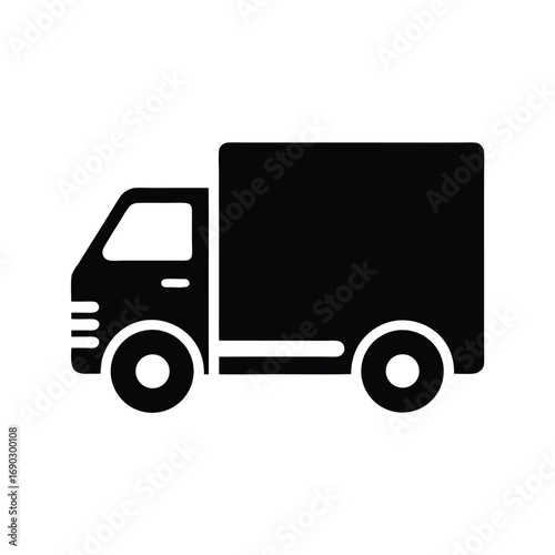 A black shipping truck icon shows delivery and transport services easily now