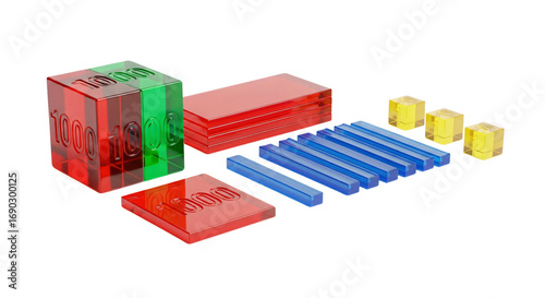 Colorful Base Ten Blocks for Math Education.