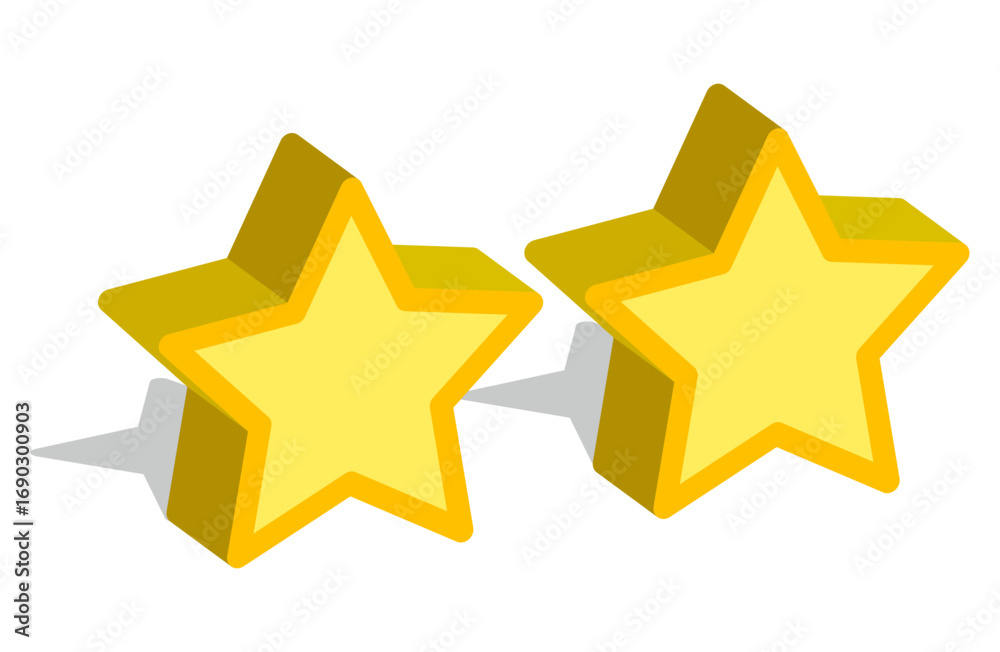 Fototapeta premium Two Shiny Yellow Stars in Diagonal Alignment