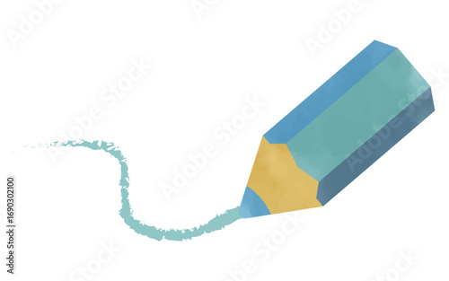Gentle lines drawn with colored pencils Icon (blue pencil)