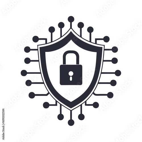 A shielded padlock secures digital network access points, ensuring robust protection of sensitive information online