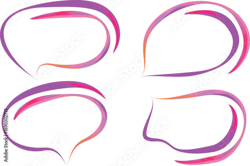 pink creative colorful art outline speech bubbles set