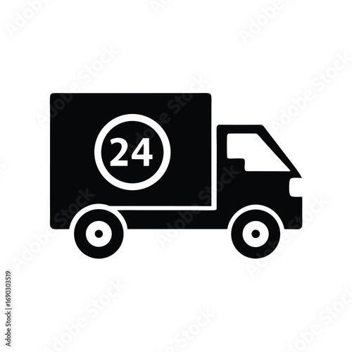 A solid black vehicle shows a twentyfour symbol on its side panel