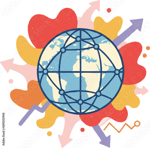Global Business Network Growth Communication Digital Earth Illustration