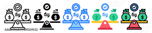 Financial Stability icon Multi Style Vector Illustration