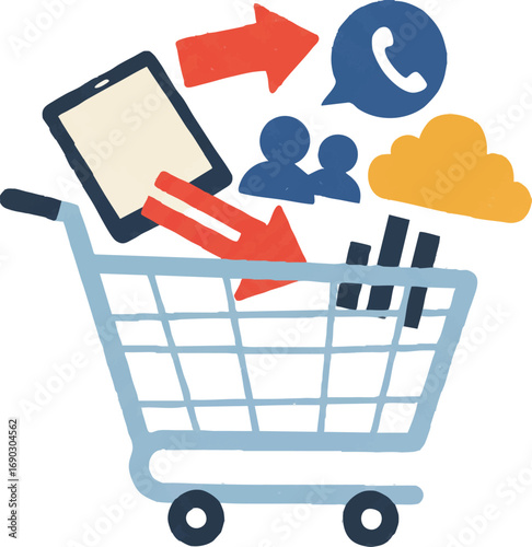 Digital E-commerce Services and Online Shopping Cart Concept