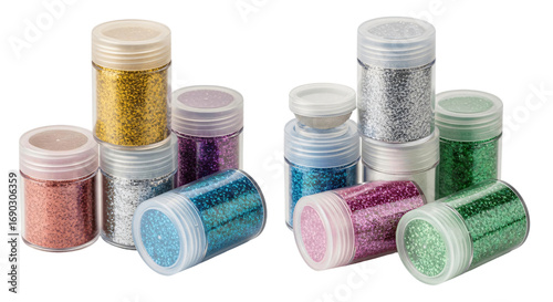 Assortment of Glitter Jars in Various Vibrant Colors.