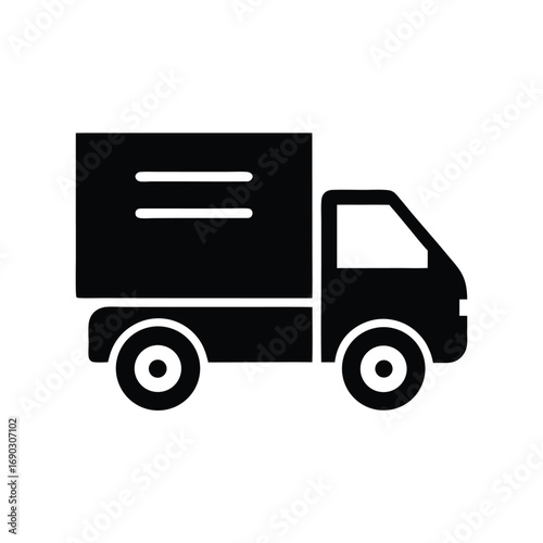 An isolated delivery vehicle with solid fill symbolizes shipping and transportation concepts perfectly