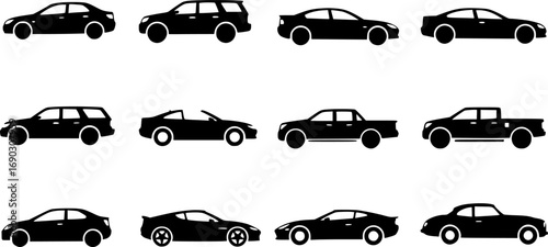 vector set, Silhouettes of rats car silhouettes set - vector Transparent background PNG, cutout