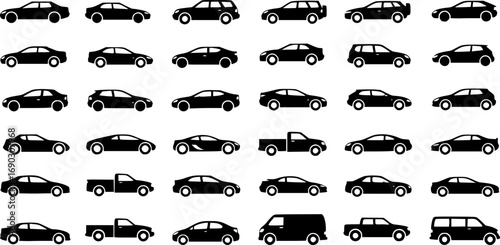 vector set, Silhouettes of rats car silhouettes set - vector Transparent background PNG, cutout