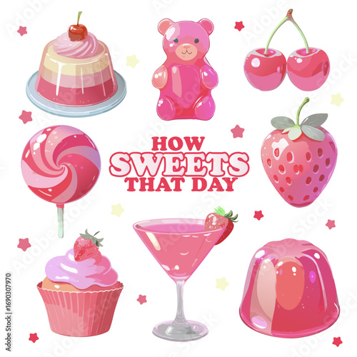 Sweet Food Gummy Style Vector