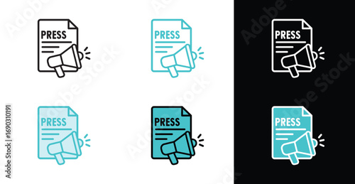Press release Icon with document and a megaphone, for public relations and media announcements