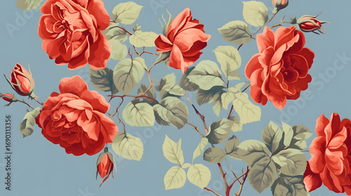 seamless pattern with poppies