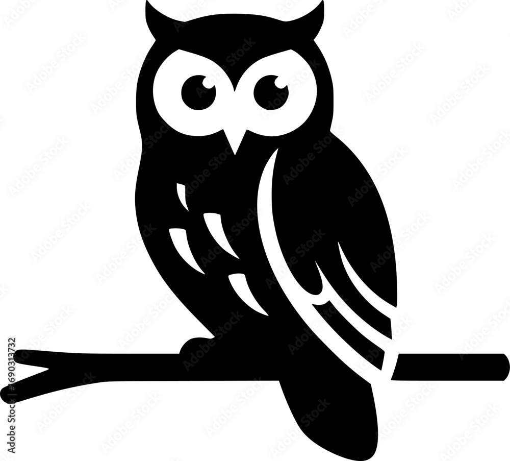 Obraz premium owl silhouette line art vector illustration with a white background