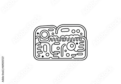 Cell wall drawing. It is a line art diagram of a plant cell wall, a rigid outer layer that provides structural support and protection to the cell. Vector sketch line art draw.