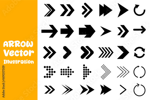 Arrow Icon Vector Set. Flat Design Vector Pack, Collection and Bundle Design. Icon set with simple outline vector.