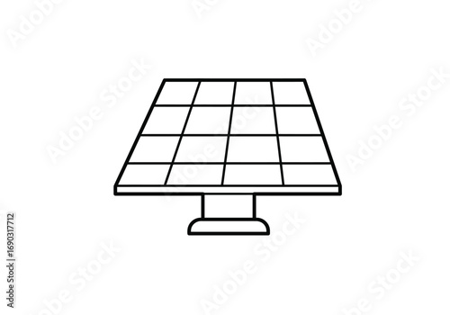 Solar panel drawings. It is a line art sketch of a solar panel, a device that converts sunlight into electricity, representing renewable and clean energy technology. Vector sketch line art draw.