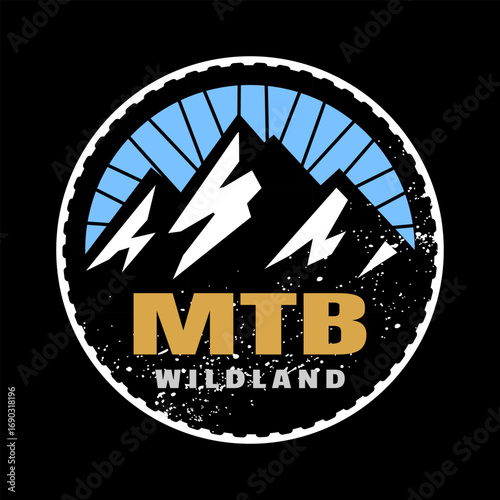 MTB. Mountain bike logo, emblem on dark background.