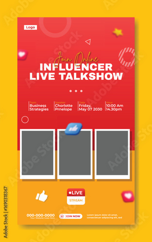Influencer live talkshow featuring engaging guests discussing topics of interest with audience participation