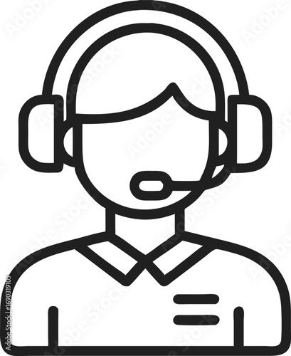 Customer service operator with headset displays a smiling feedback icon for excellent support