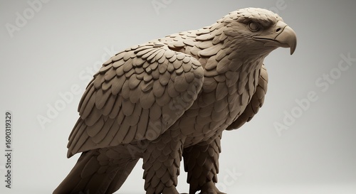 粘土細工 猛禽 精緻な羽根 優雅な姿 柔らかな光 