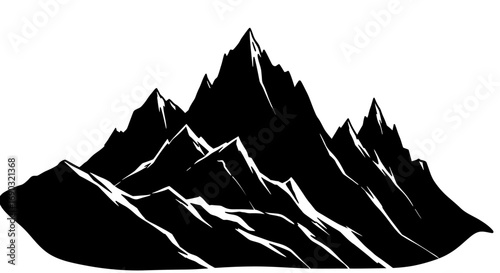 Majestic Mountain Peaks Silhouette Illustration Nature and Adventure