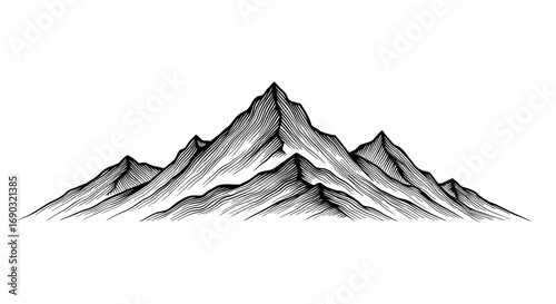 Mountain Ridge Illustration A Scenic Peak Landscape in Black and White