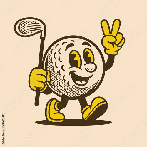 Vintage Cartoon Golf Ball Mascot Vector Illustration

 
